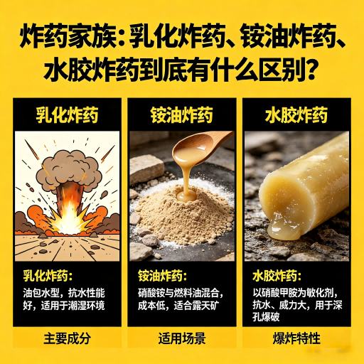 瑞丽炸药家族：乳化炸药、铵油炸药、水胶炸药到底有什么区别？